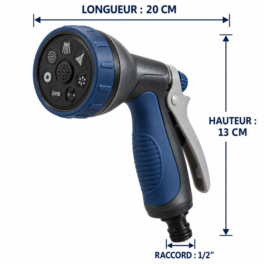 Pistolet d’arrosage réglable – 7 jets